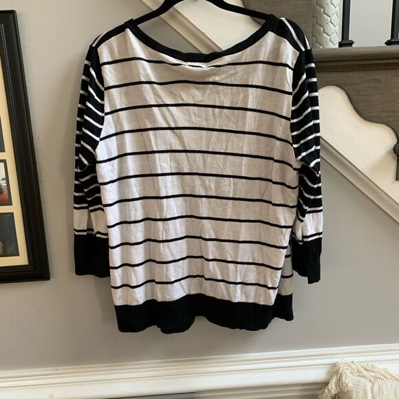 Susina Black & White Stripe Light Cardigan Sweater XL - Picture 5 of 5